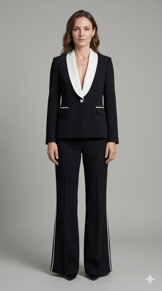 Completo Operà Nero - Panna Doppio Crepe - Malerba Showroom