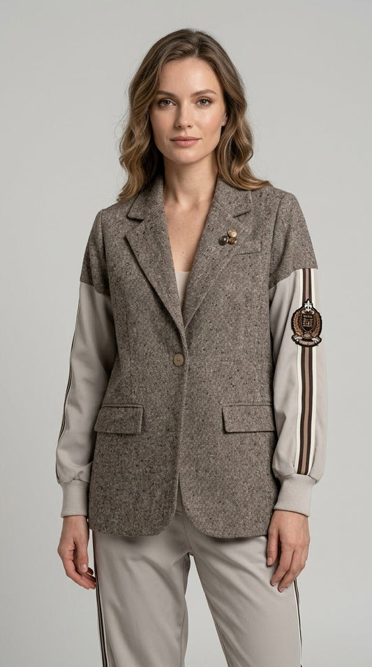 Completo Over Le Streghe beige/sabbia con bande laterali - Malerba Showroom