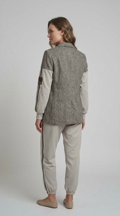 Completo Over Le Streghe beige/sabbia con bande laterali - Malerba Showroom