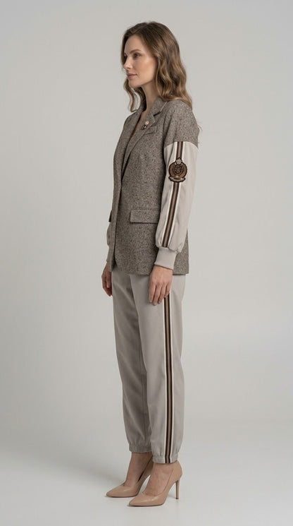 Completo Over Le Streghe beige/sabbia con bande laterali - Malerba Showroom