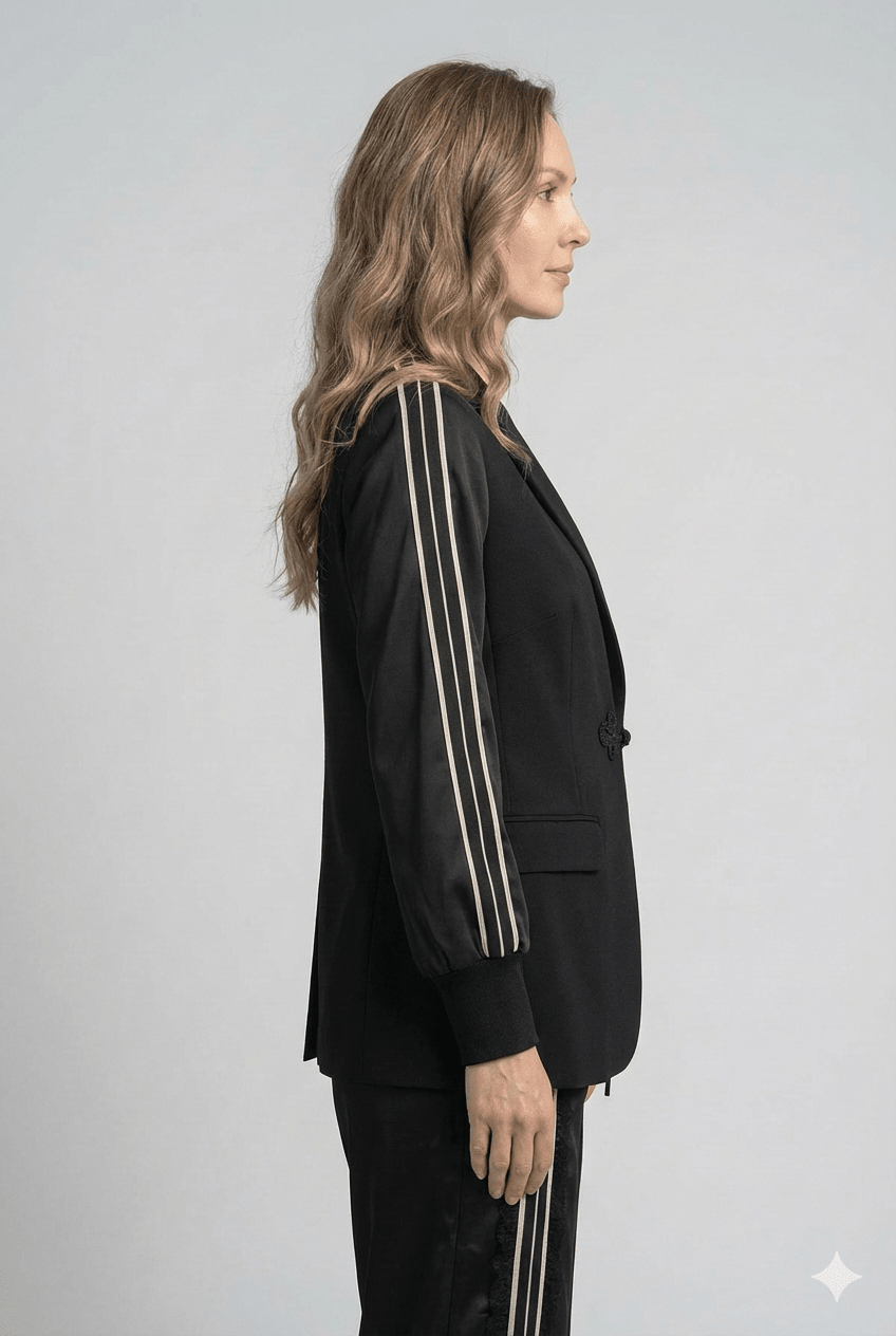 Completo Over Nero con Bande - Malerba Showroom