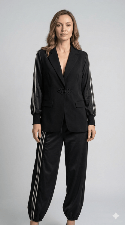 Completo Over Nero con Bande - Malerba Showroom