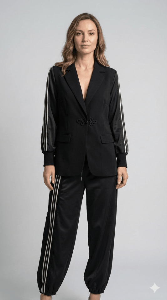 Completo Over Nero con Bande - Malerba Showroom