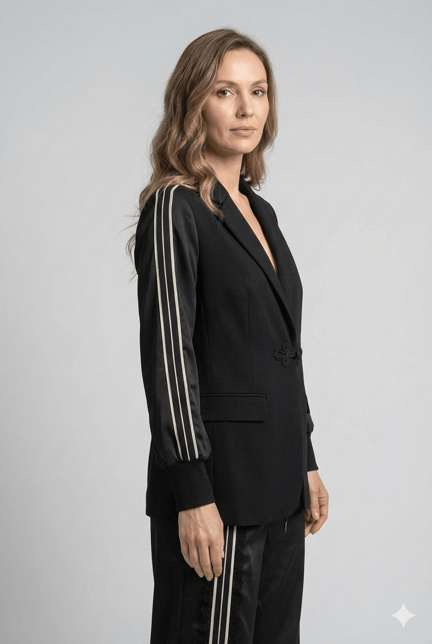 Completo Over Nero con Bande - Malerba Showroom