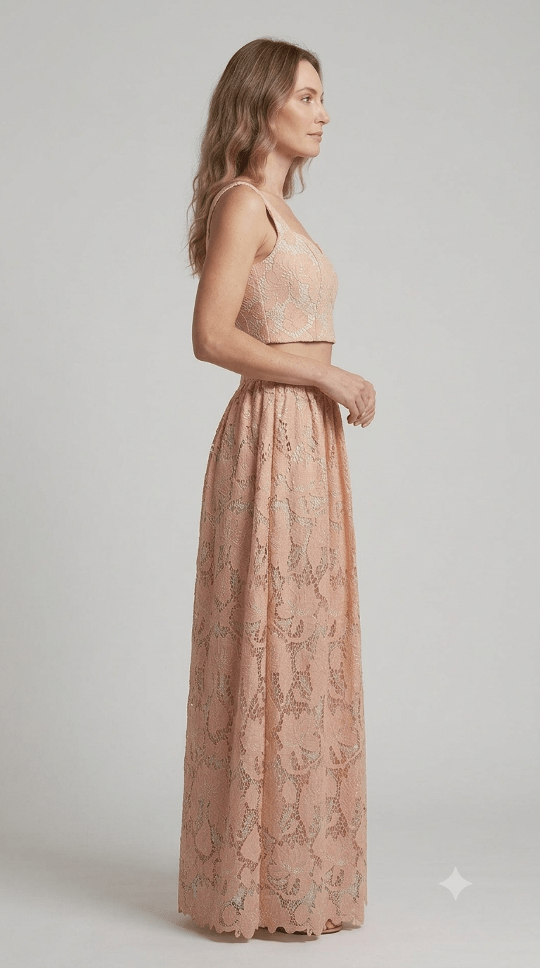 Completo Silence in pizzo macramè rosa - Malerba Showroom