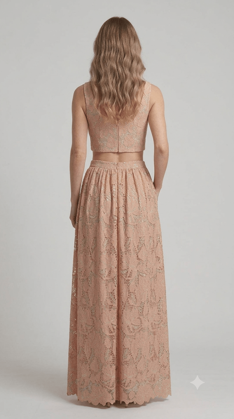 Completo Silence in pizzo macramè rosa - Malerba Showroom