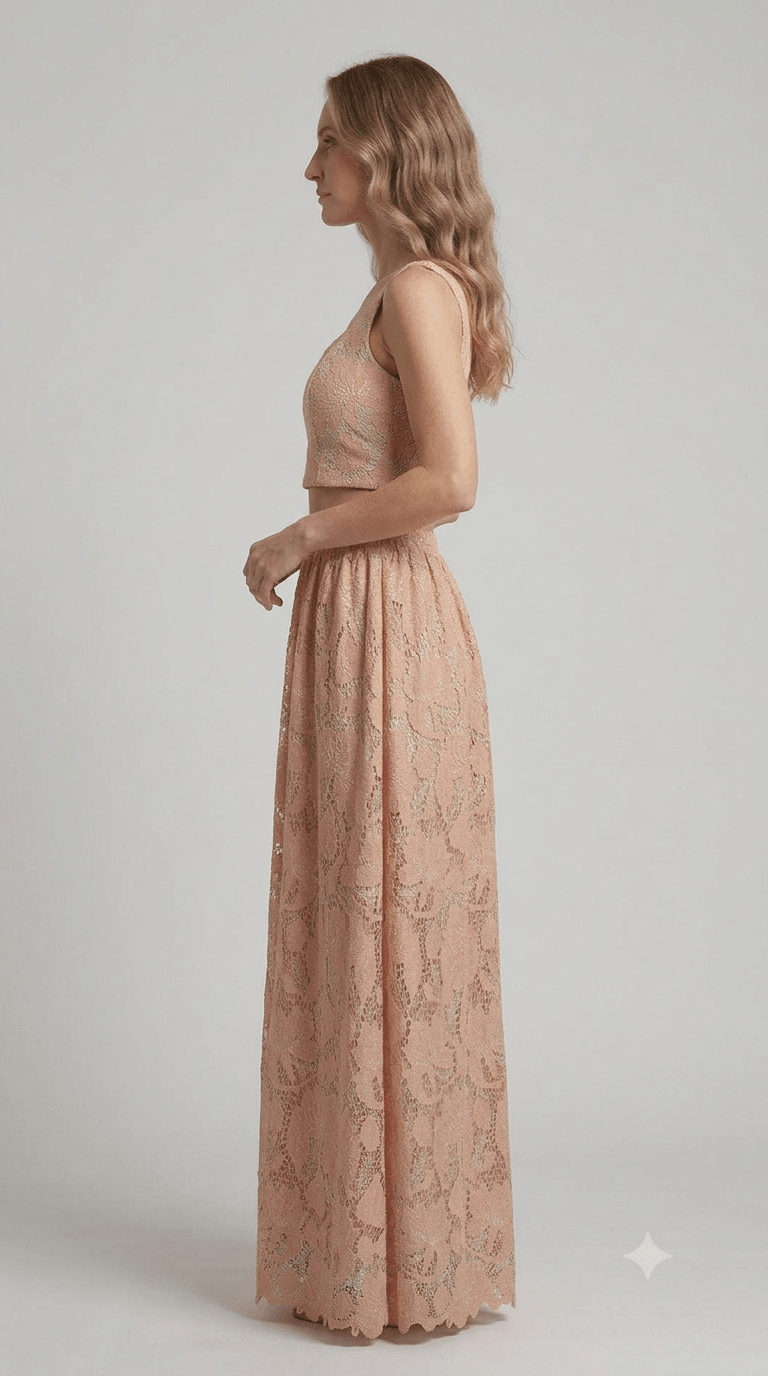 Completo Silence in pizzo macramè rosa - Malerba Showroom