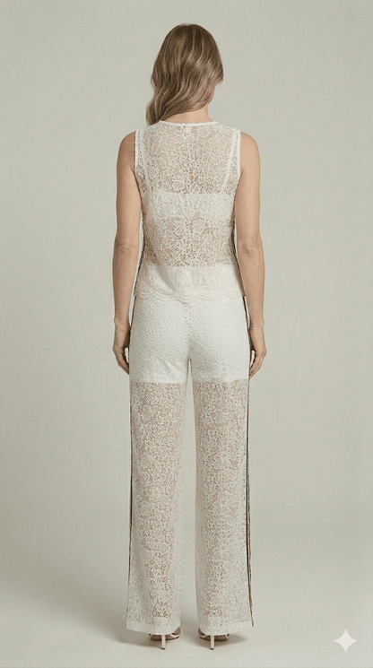 Completo Susy Mix in pizzo con bande laterali - Malerba Showroom