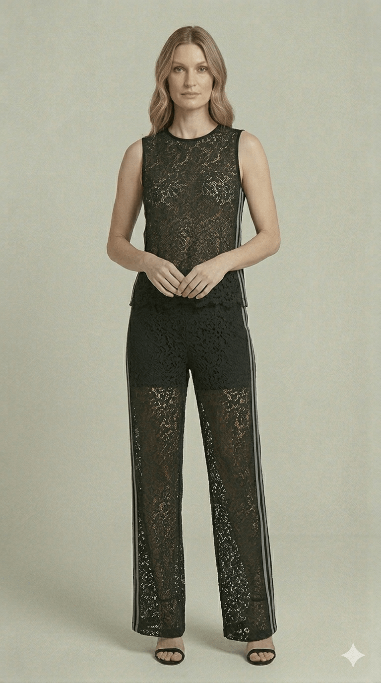 Completo Susy Mix in pizzo con bande laterali - Malerba Showroom