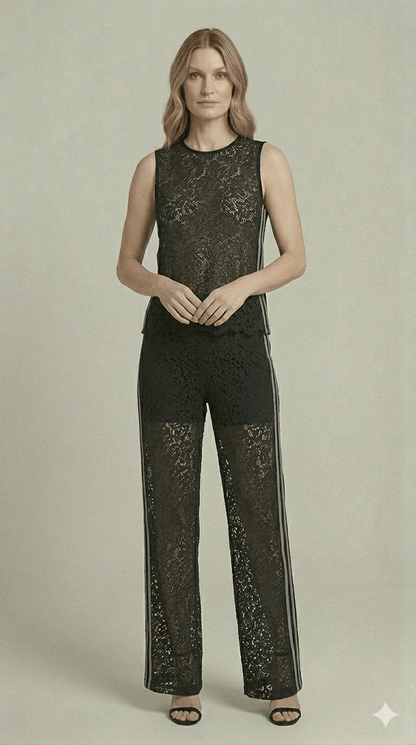 Completo Susy Mix in pizzo con bande laterali - Malerba Showroom