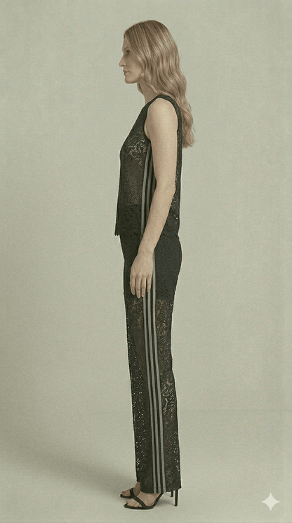 Completo Susy Mix in pizzo con bande laterali - Malerba Showroom