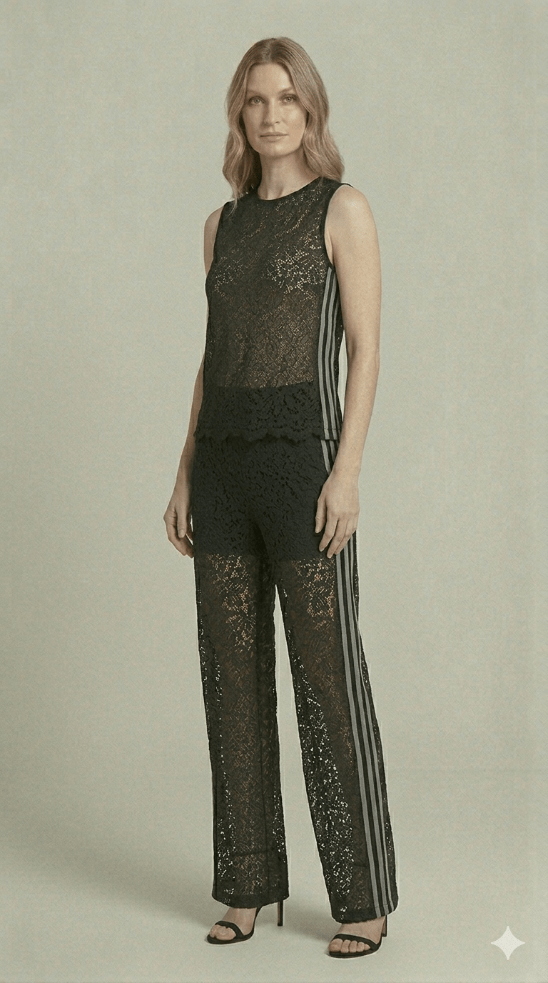 Completo Susy Mix in pizzo con bande laterali - Malerba Showroom