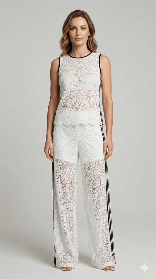 Completo Susy Mix in pizzo con bande laterali - Malerba Showroom