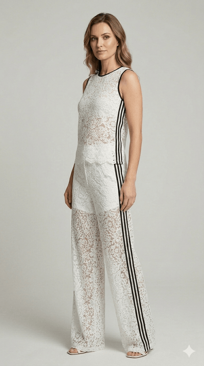 Completo Susy Mix in pizzo con bande laterali - Malerba Showroom