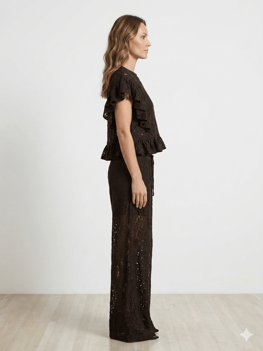 Completo Susy Mix in pizzo marrone - Malerba Showroom