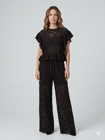 Completo Susy Mix in pizzo marrone - Malerba Showroom
