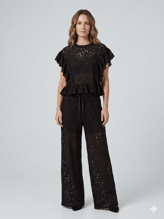 Completo Susy Mix in pizzo marrone - Malerba Showroom