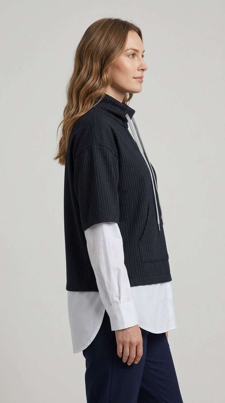 Felpa gessata Operà con finta camicia - Malerba Showroom