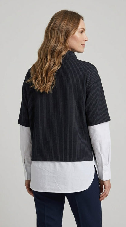 Felpa gessata Operà con finta camicia - Malerba Showroom