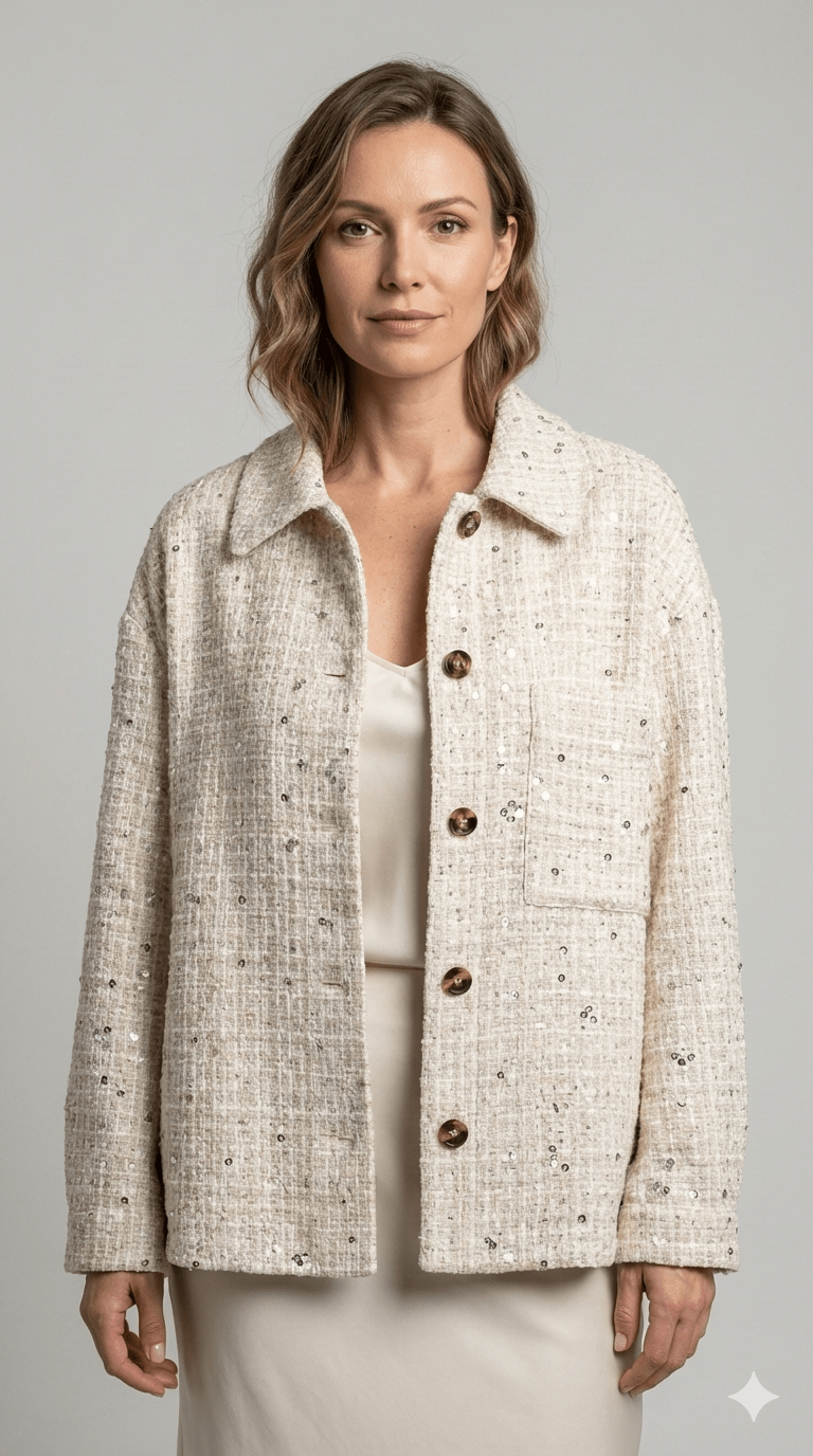 Giacca Emme Marella Panna con paillettes - Malerba Showroom