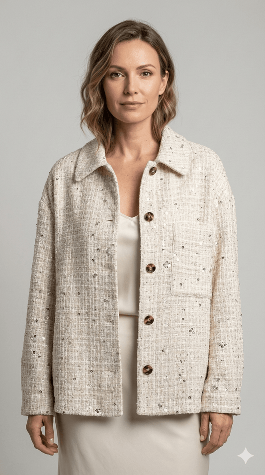 Giacca Emme Marella Panna con paillettes - Malerba Showroom