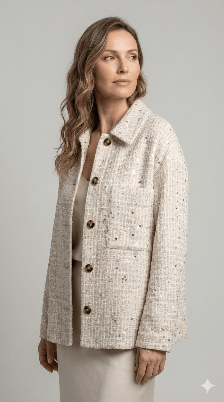 Giacca Emme Marella Panna con paillettes - Malerba Showroom