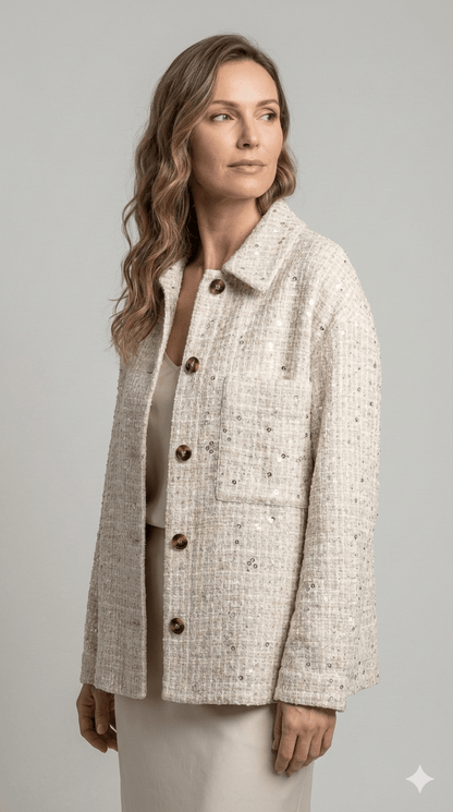 Giacca Emme Marella Panna con paillettes - Malerba Showroom