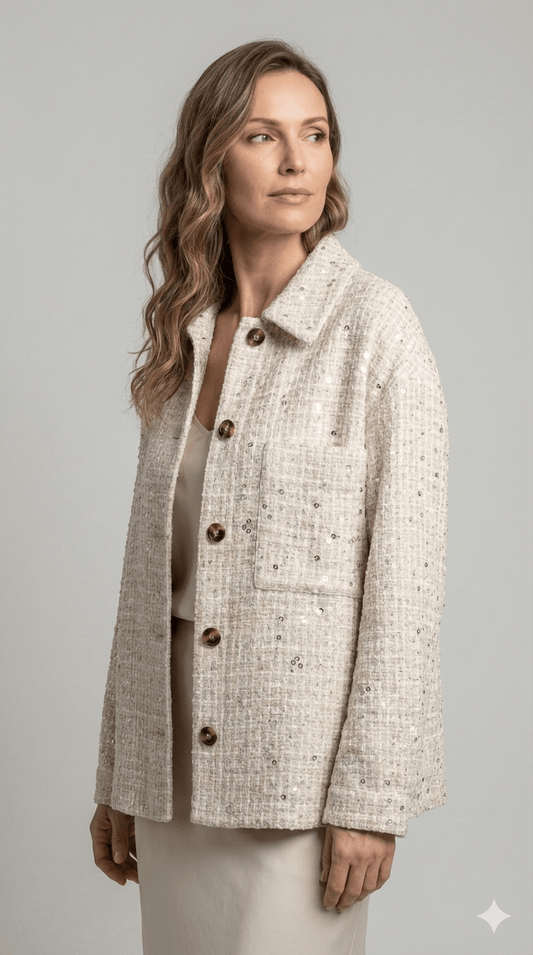 Giacca Emme Marella Panna con paillettes - Malerba Showroom