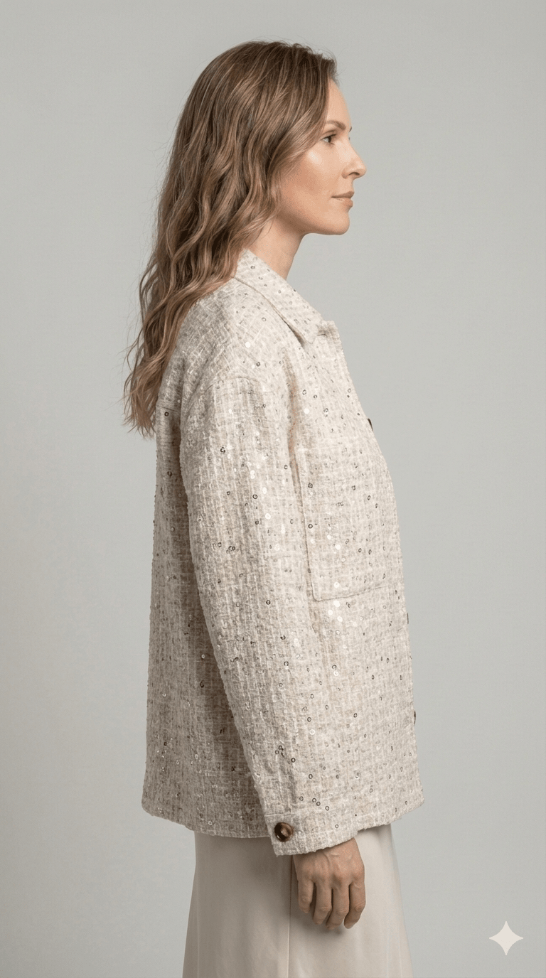 Giacca Emme Marella Panna con paillettes - Malerba Showroom