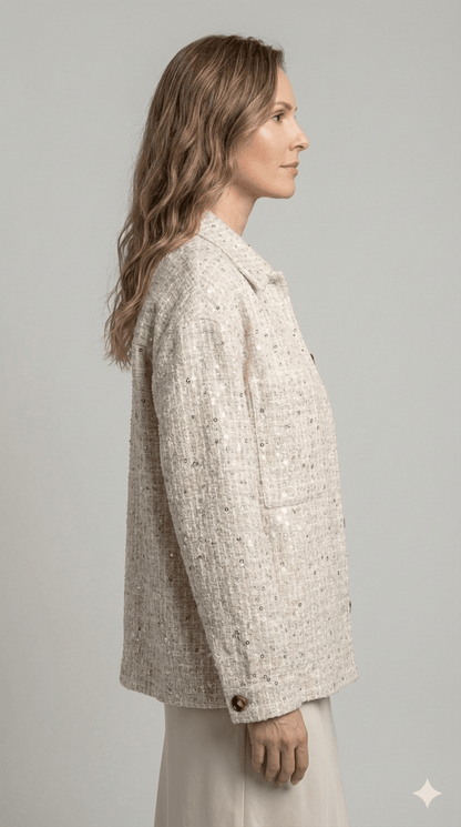 Giacca Emme Marella Panna con paillettes - Malerba Showroom