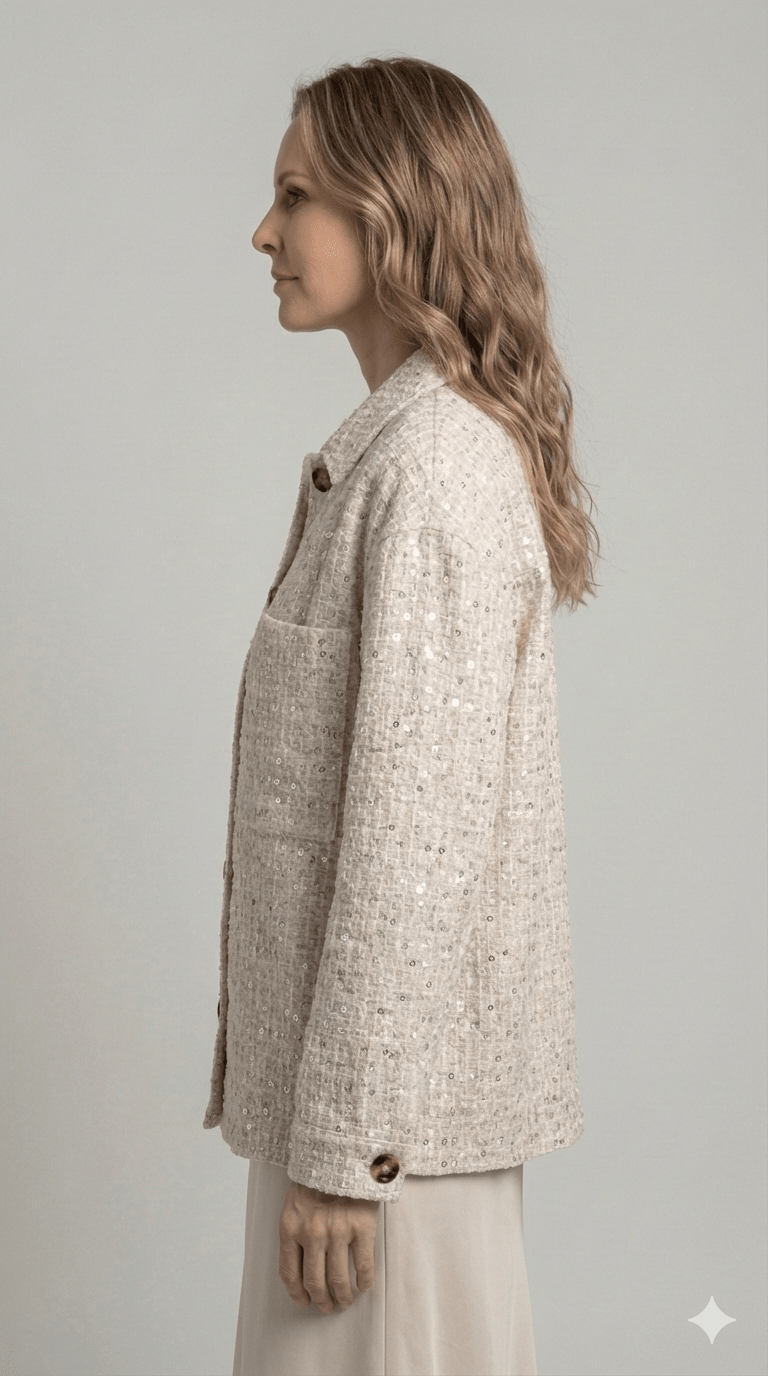 Giacca Emme Marella Panna con paillettes - Malerba Showroom