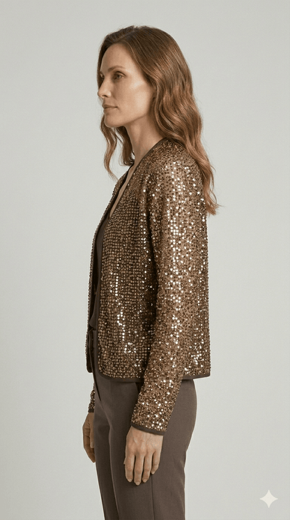 Giacca rete Operà con paillettes bronzo - Malerba Showroom