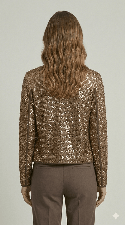 Giacca rete Operà con paillettes bronzo - Malerba Showroom