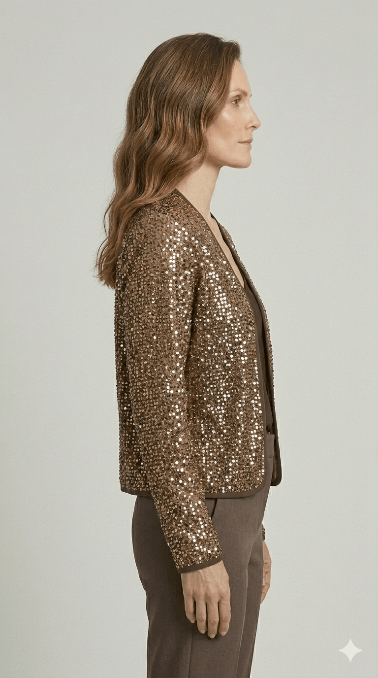 Giacca rete Operà con paillettes bronzo - Malerba Showroom