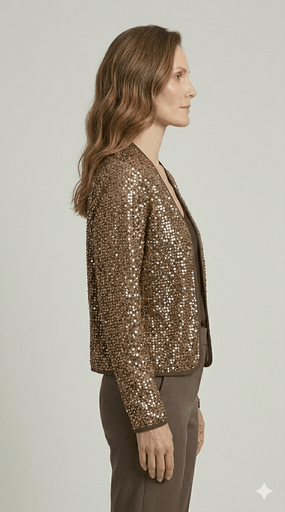 Giacca rete Operà con paillettes bronzo - Malerba Showroom