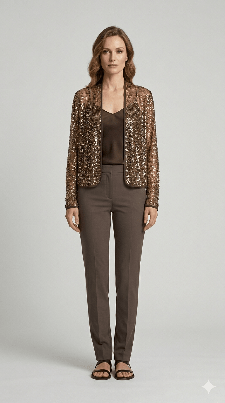 Giacca rete Operà con paillettes bronzo - Malerba Showroom