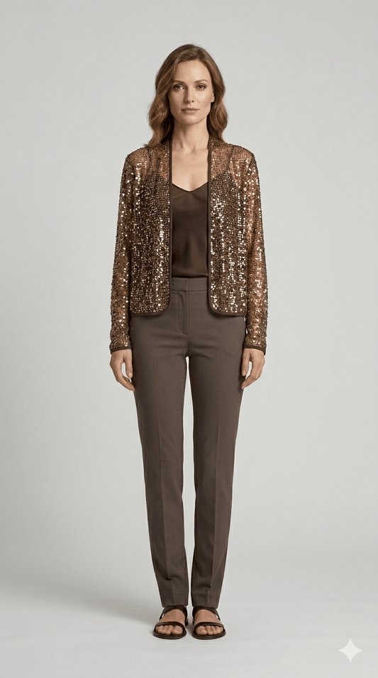 Giacca rete Operà con paillettes bronzo - Malerba Showroom