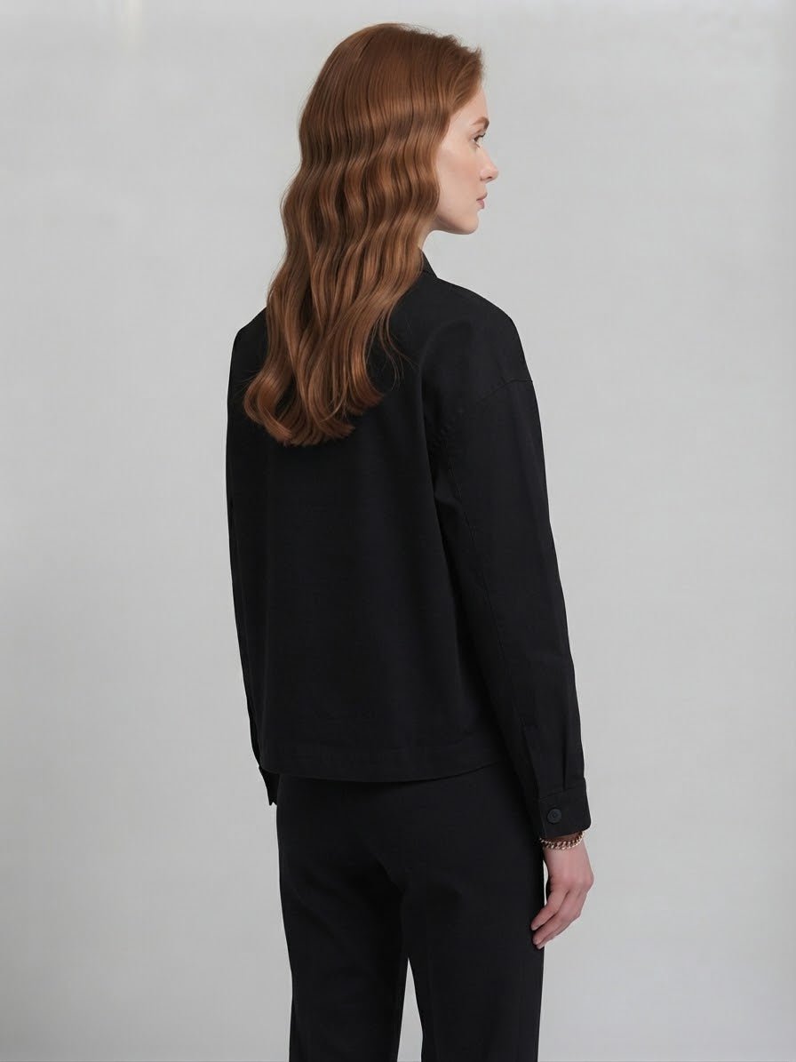 Giubbotto Over Le streghe nero con bottoni - Malerba Showroom