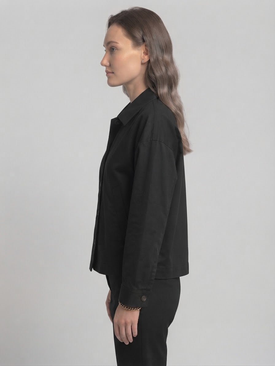 Giubbotto Over Le streghe nero con bottoni - Malerba Showroom