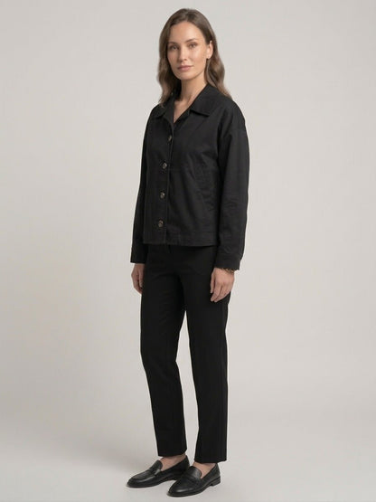 Giubbotto Over Le streghe nero con bottoni - Malerba Showroom