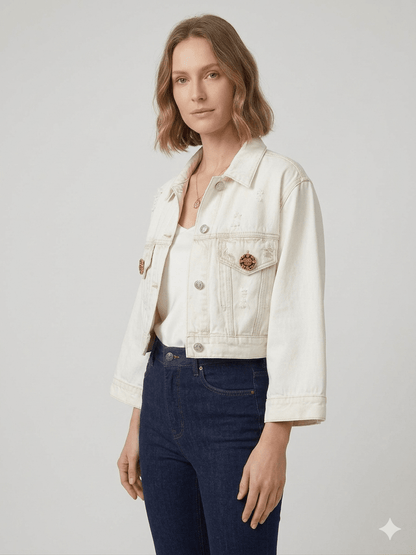 Giubbotto Vicolo Jeans e Bianco - Malerba Showroom