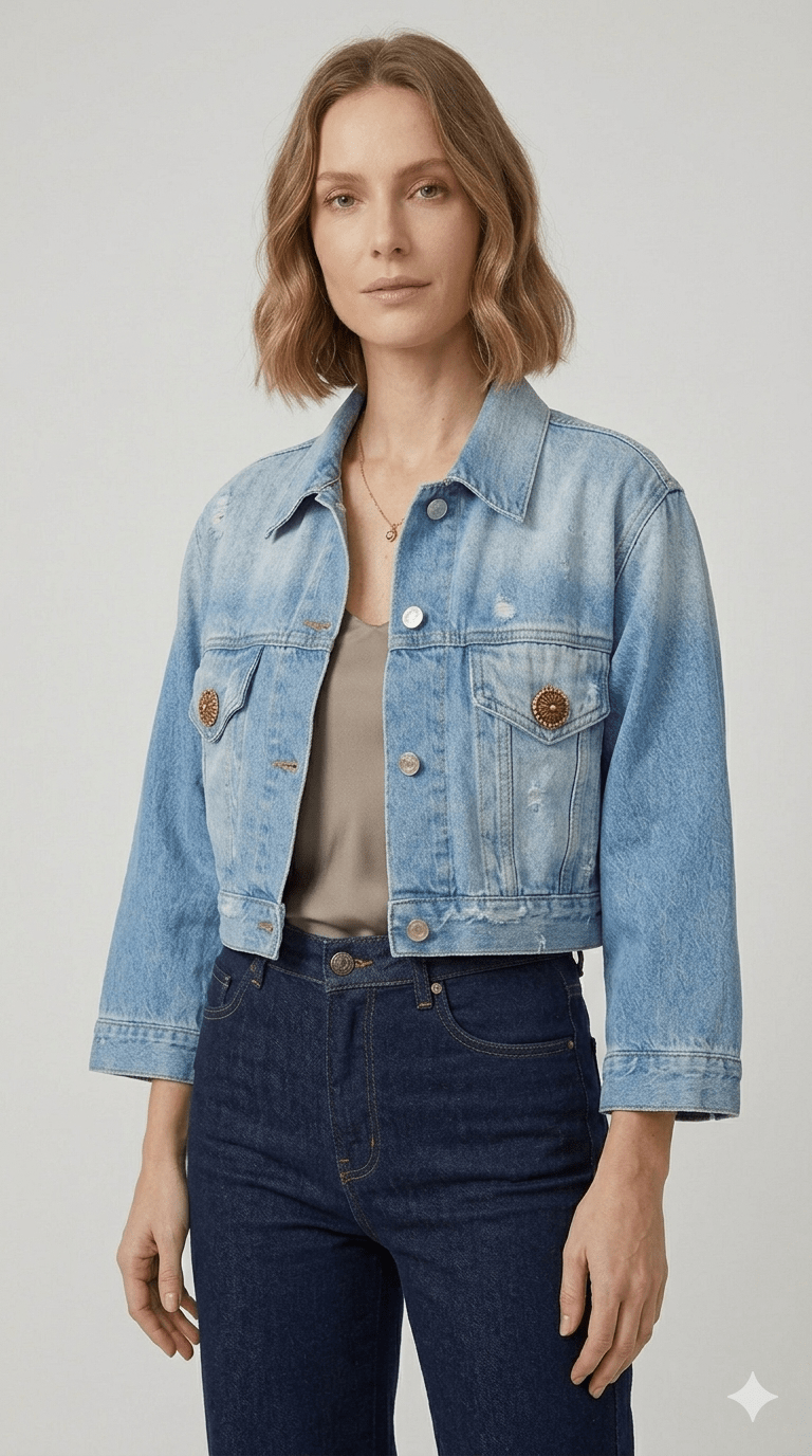Giubbotto Vicolo Jeans e Bianco - Malerba Showroom
