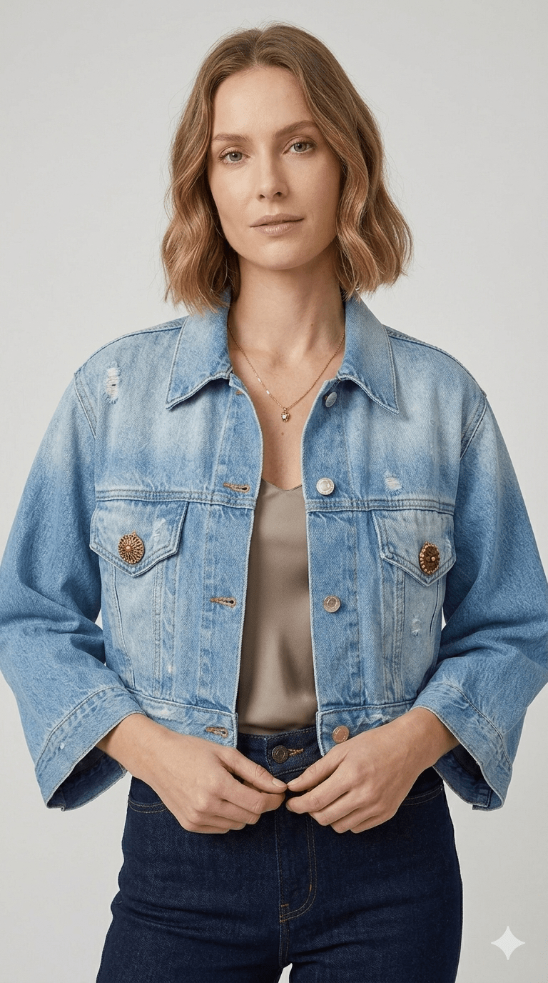 Giubbotto Vicolo Jeans e Bianco - Malerba Showroom
