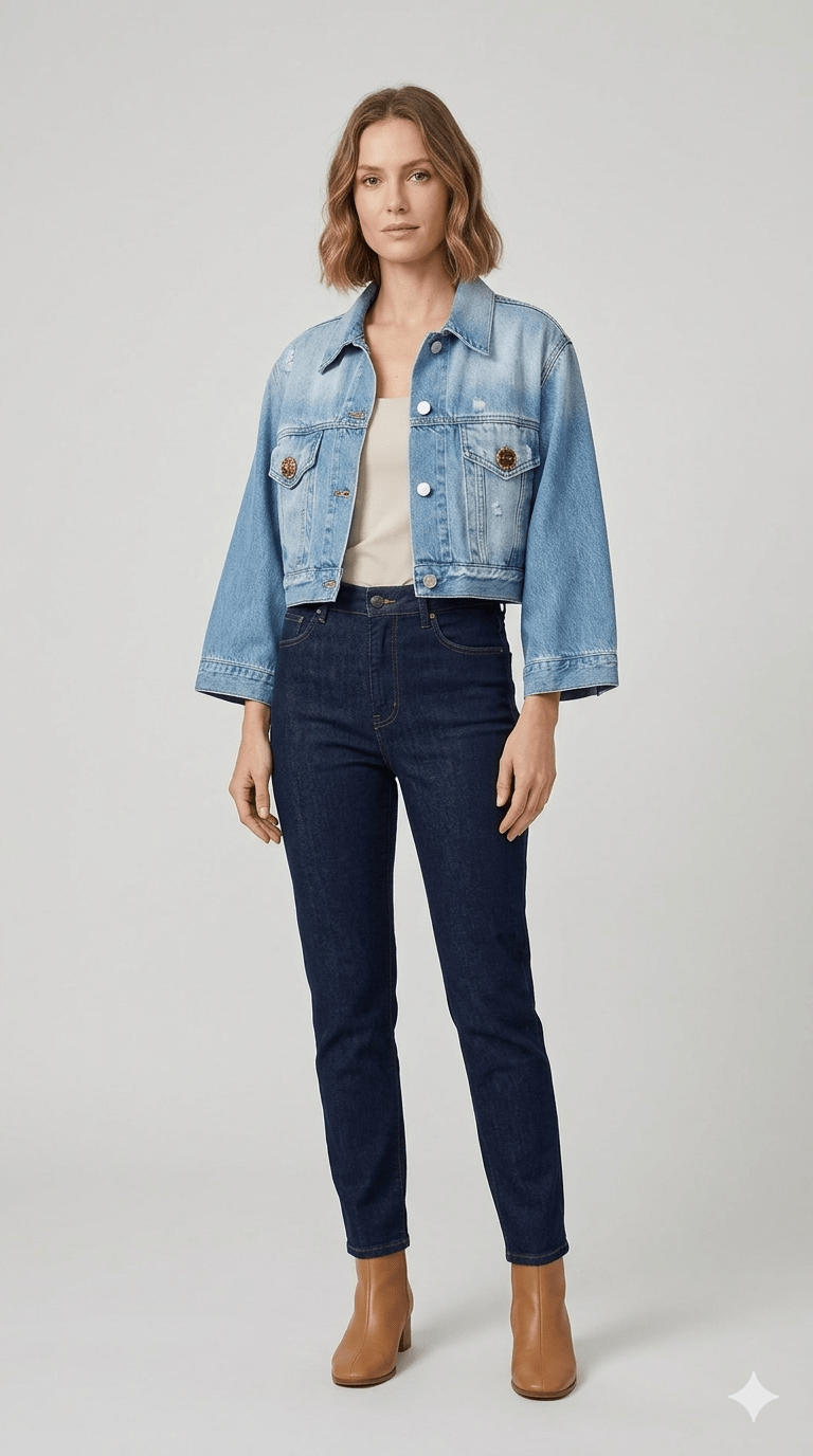 Giubbotto Vicolo Jeans e Bianco - Malerba Showroom