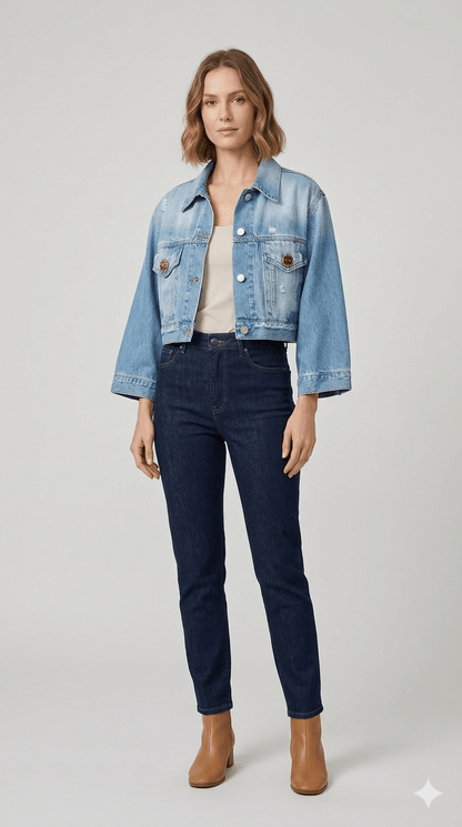 Giubbotto Vicolo Jeans e Bianco - Malerba Showroom