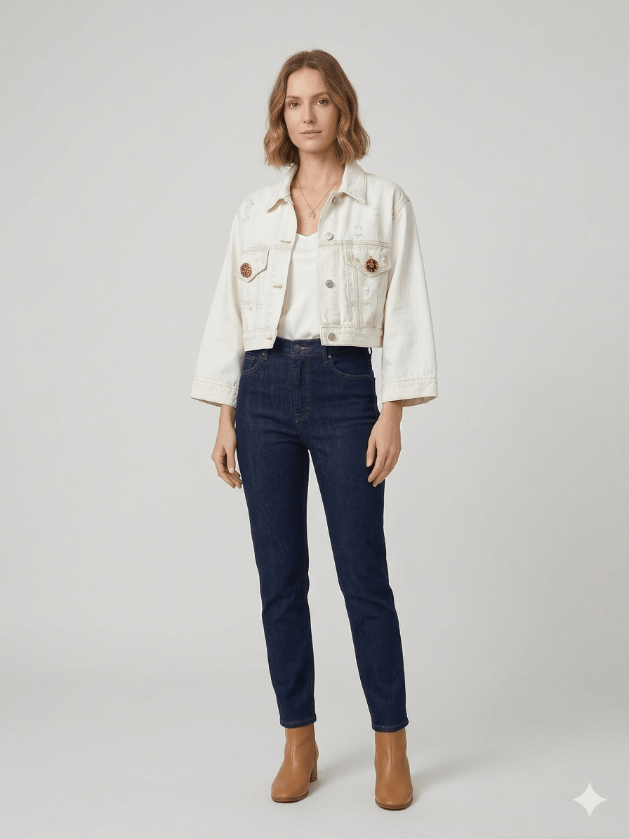 Giubbotto Vicolo Jeans e Bianco - Malerba Showroom