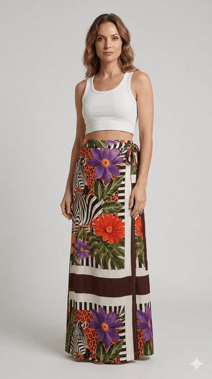 Gonna Pareo Vicolo fantasia tropicale - Malerba Showroom