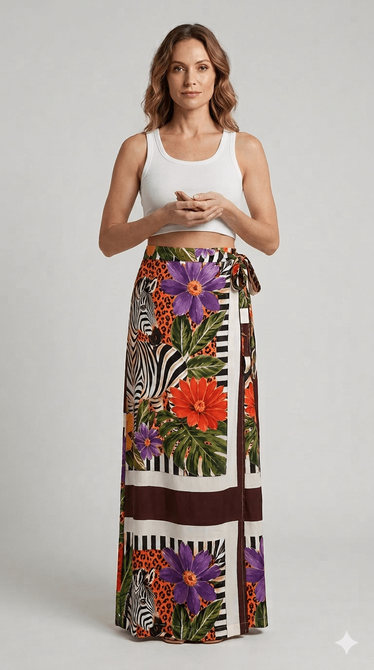 Gonna Pareo Vicolo fantasia tropicale - Malerba Showroom