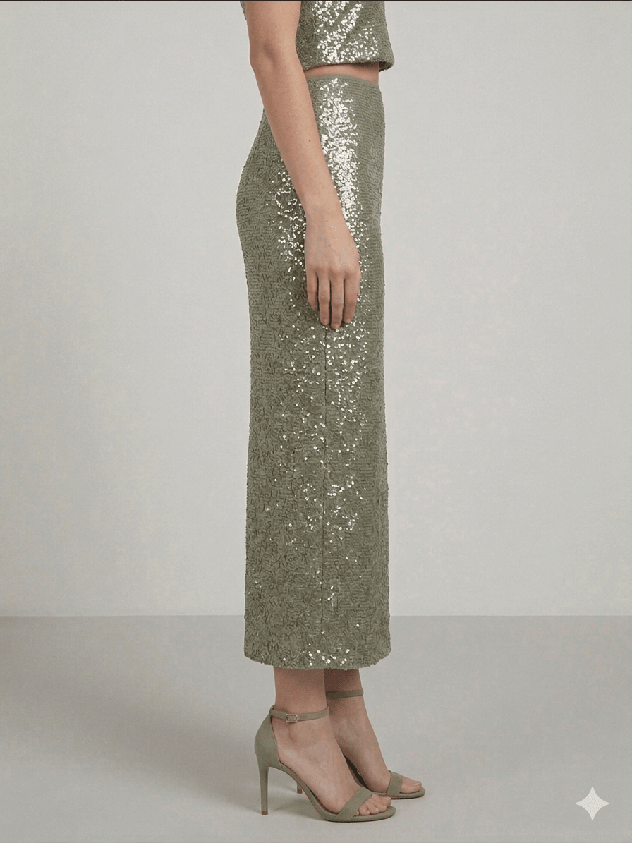 Gonna Pennyblack verde con paillettes - Malerba Showroom