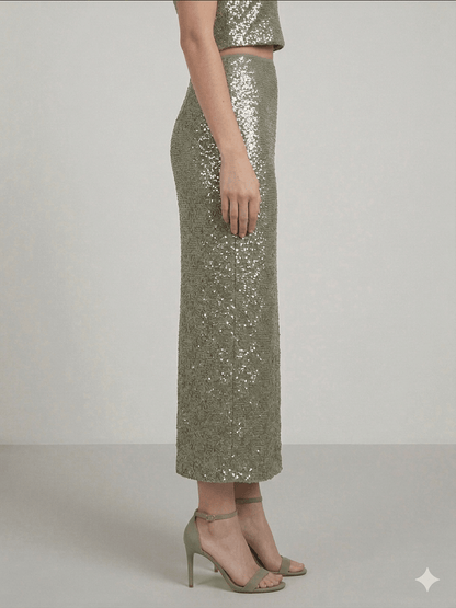 Gonna Pennyblack verde con paillettes - Malerba Showroom